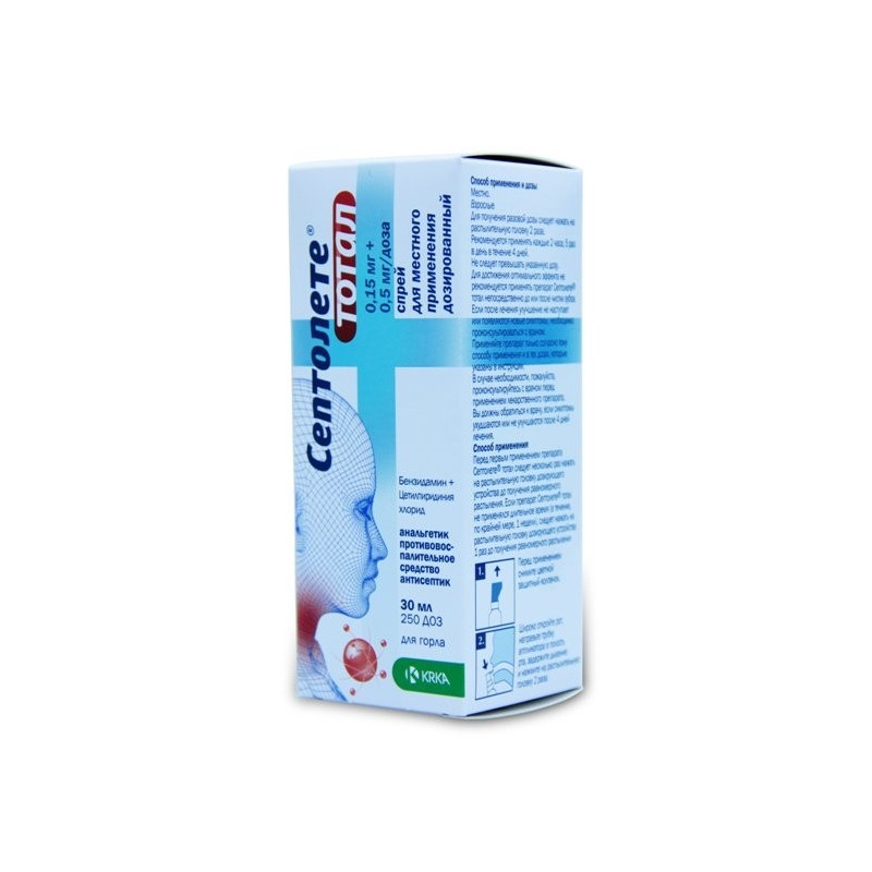 Buy Septolete Total Spray 0.15mg + 0.5mg / dose 30ml