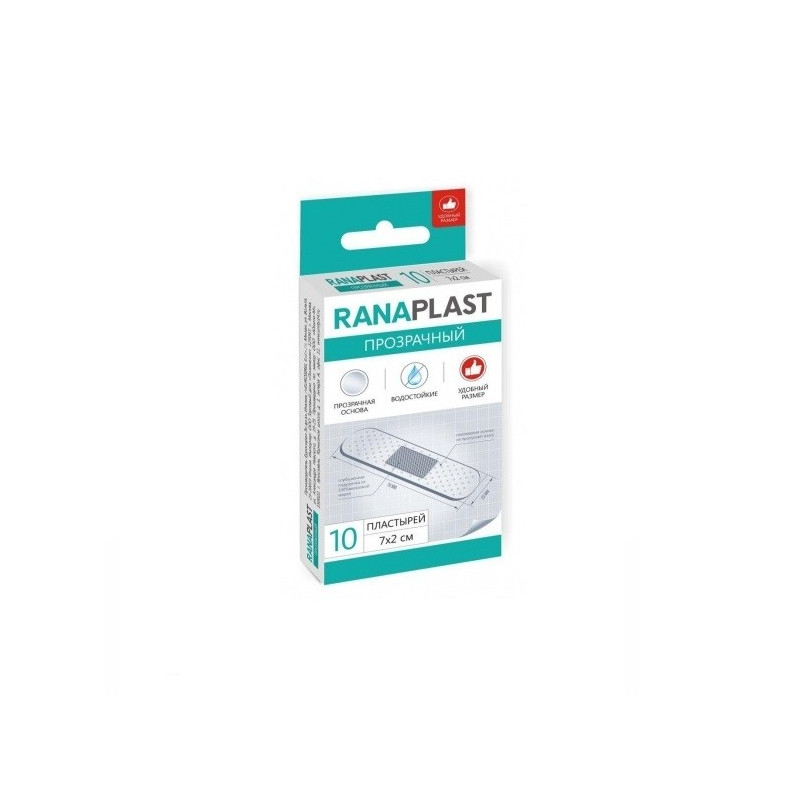 Buy Ranaplast transparent plaster, waterproof, polymer-based, 7x2cm №