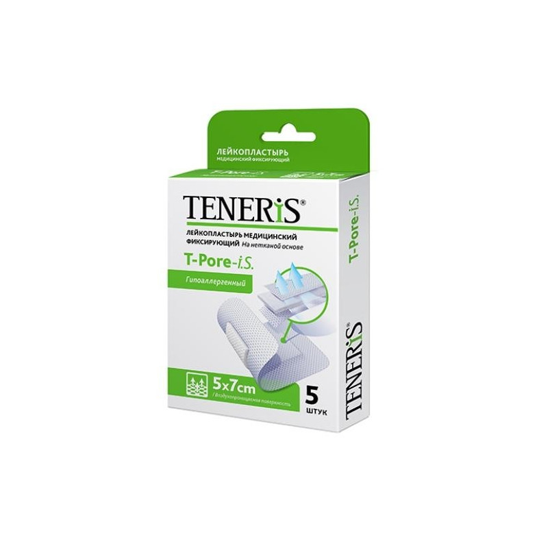Buy Adhesive plasters teneris t-pore i.s. 5 * 7cm non-woven base number 5