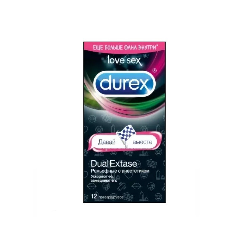 Buy Durex condoms dual extase with anesthetic embossed option 2 No. 12 emoji