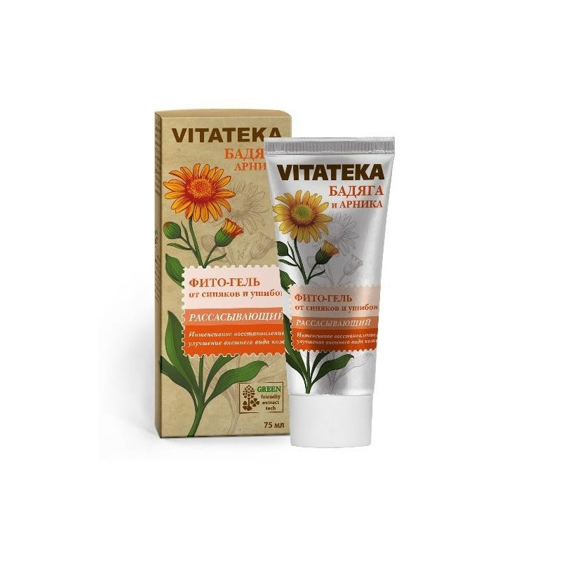 Buy Vitateka (Vitateca) phyto-gel for bruises and bruises badyaga and arnica 75ml
